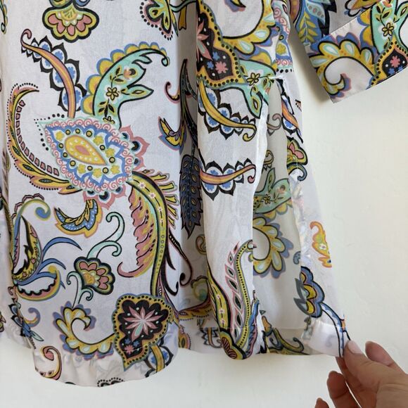 Jessica London Plus Size Sheer Boho Paisley Button Down Tunic 14W Artsy - Picture 5 of 16